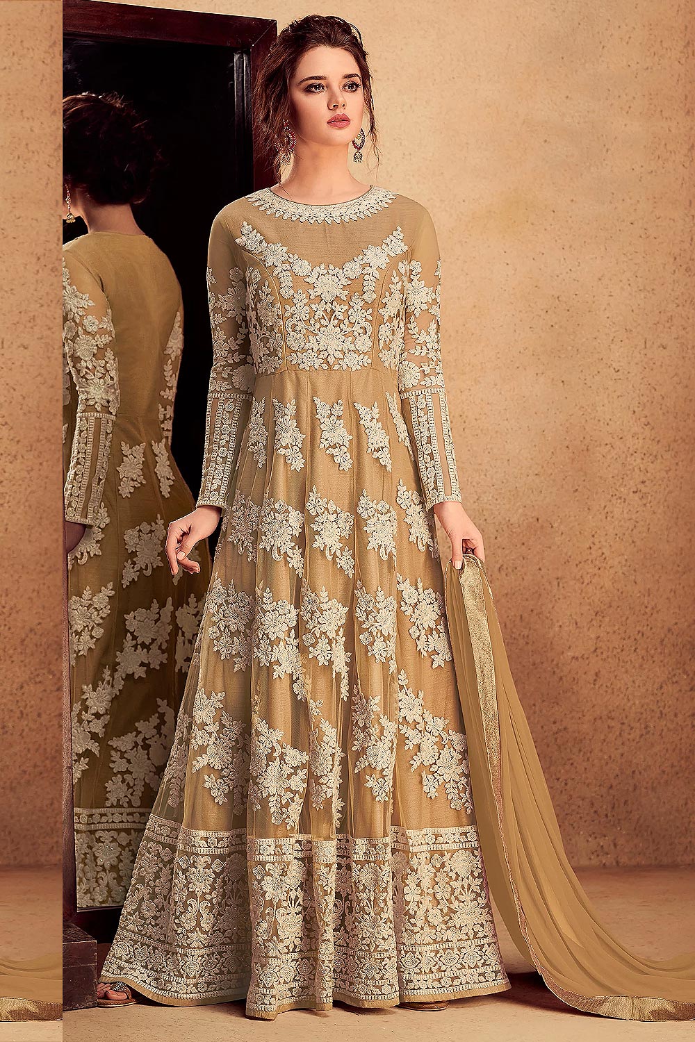 beige anarkali dress