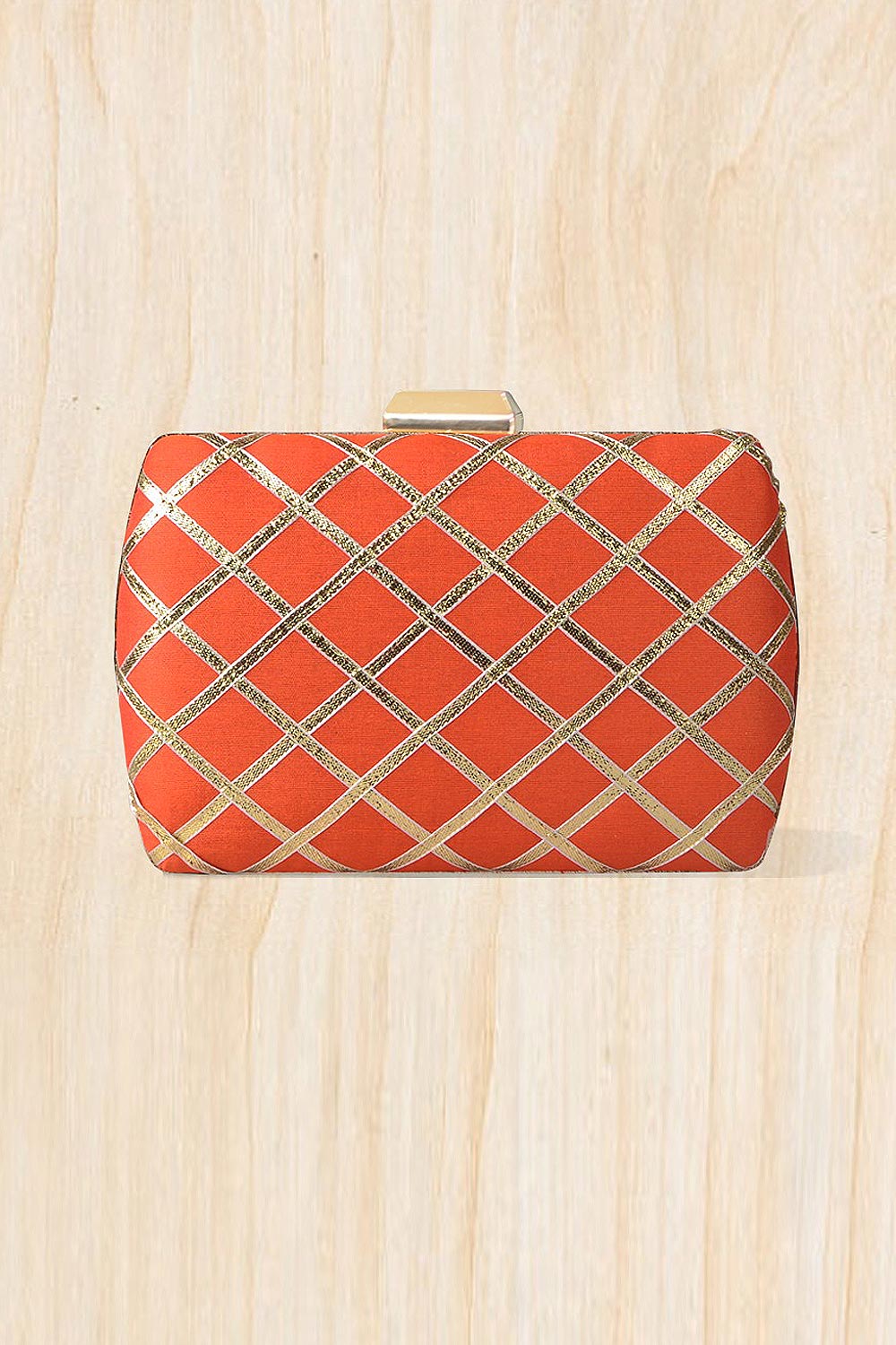 orange designer clutch