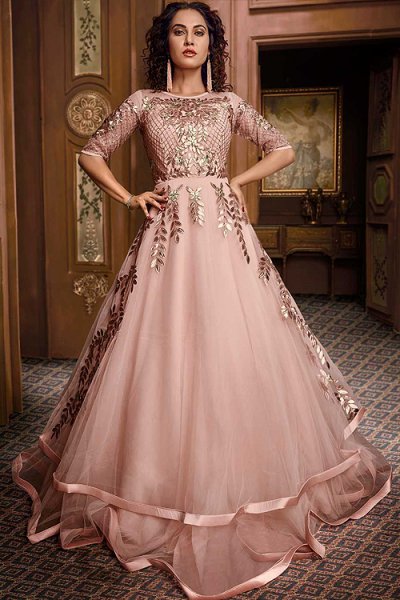 Buy Blush Pink Designer Evening Dress Online | Like A Diva