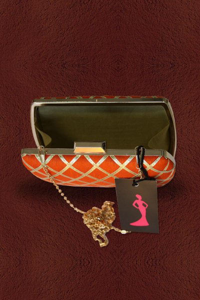 orange designer clutch