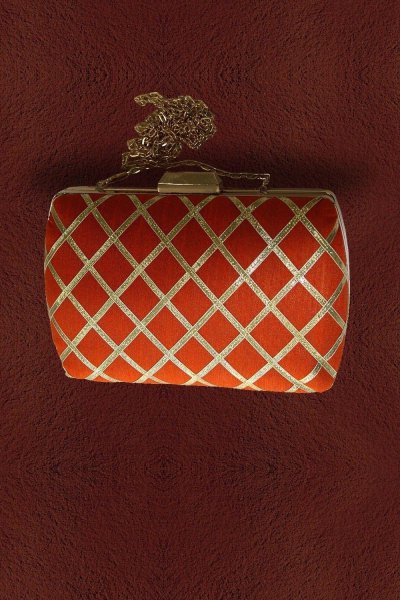 orange designer clutch