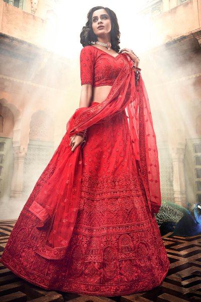 Buy Beautiful Red Wedding Lehenga Online | Like A Diva