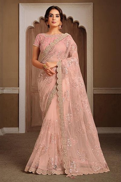 pink party saree