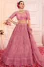 Blush Pink Stone Work Net Lehenga