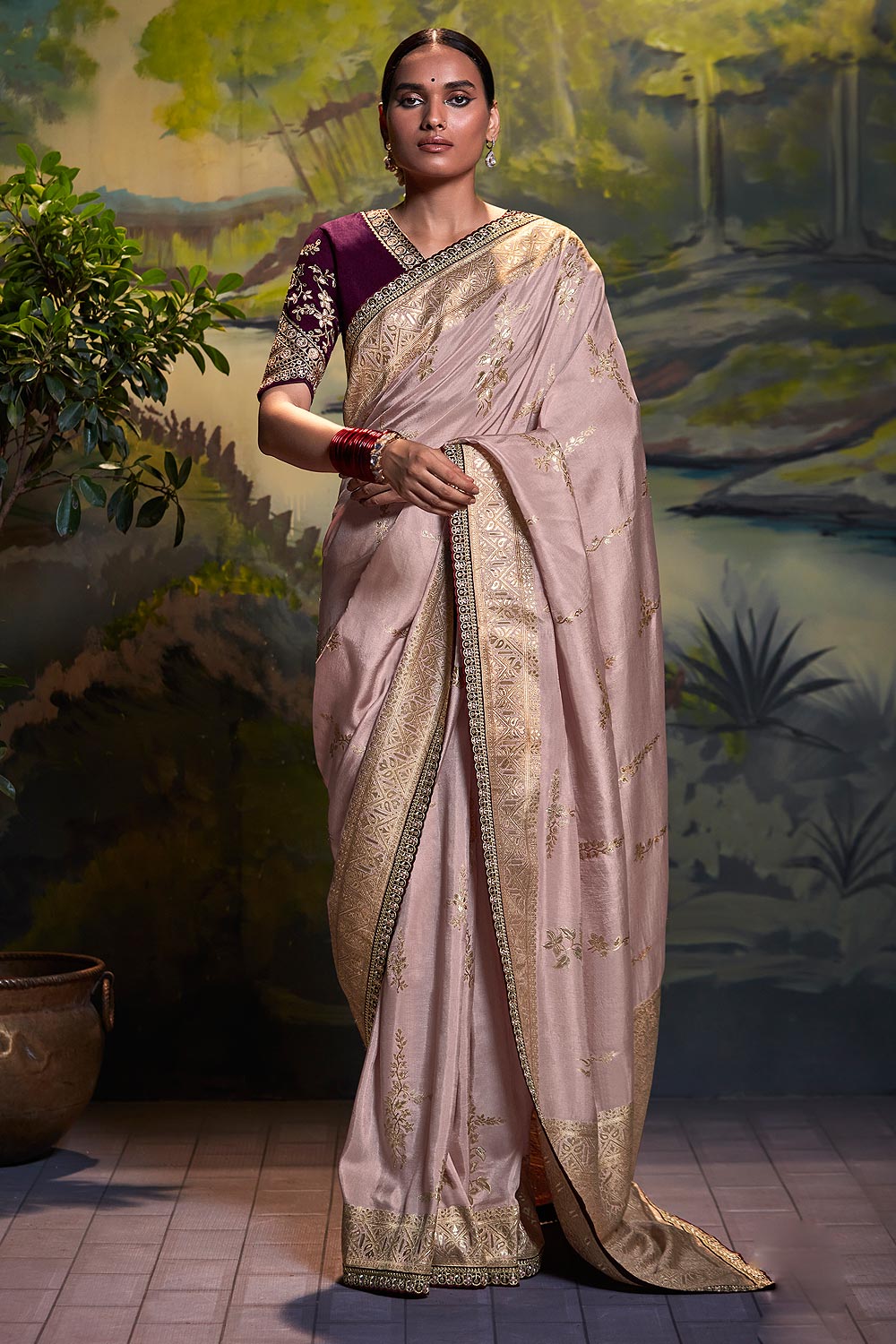 Mauve Tissue Silk Saree