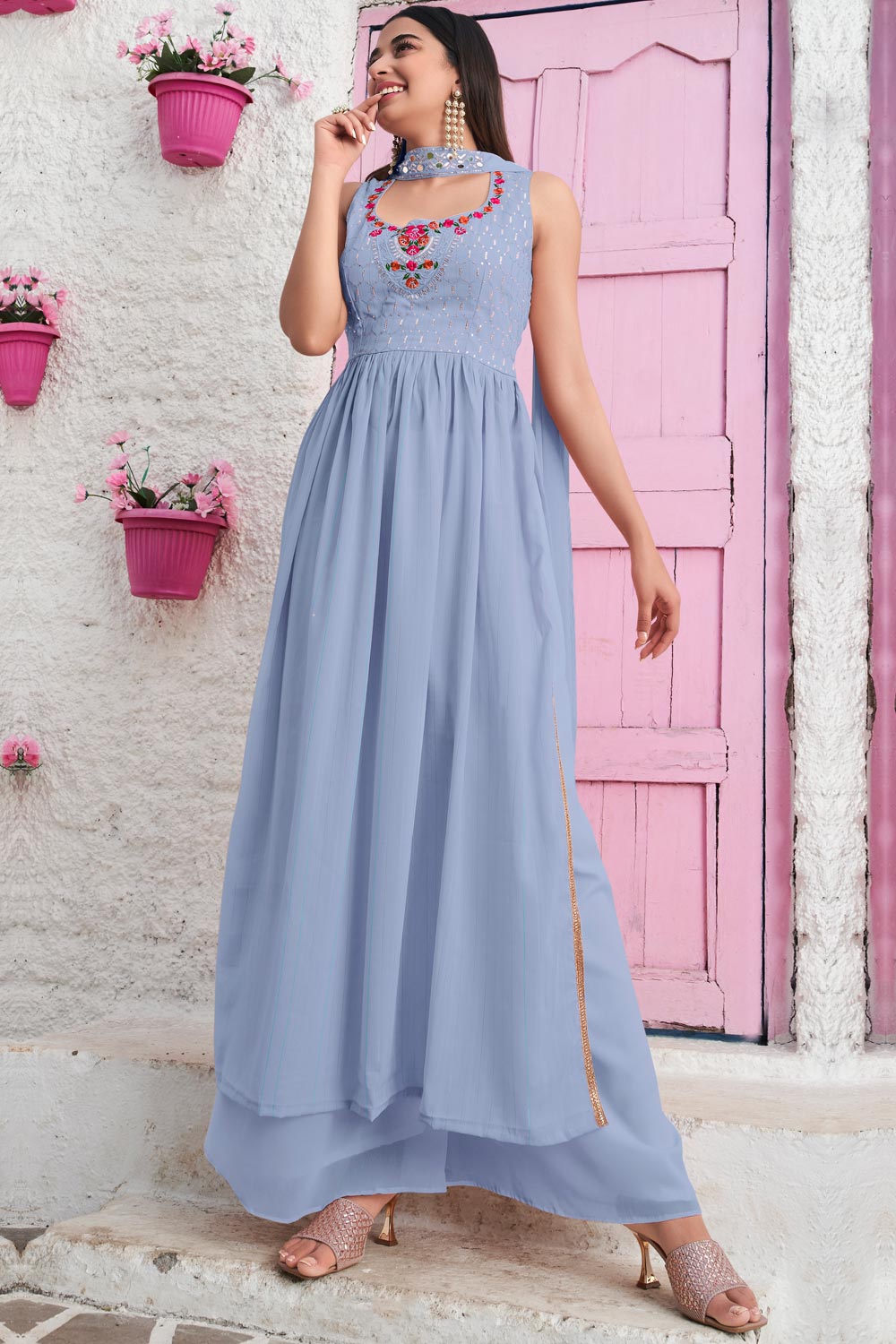 buy-ready-to-wear-cornflower-blue-georgette-embroidered-side-slit