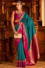 Blue & Magenta Banarasi Silk Paithani Silk