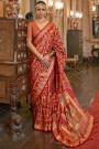 Red Silk Patola  Printed & Embellished Saree