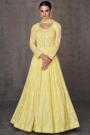 Lemon Yellow Georgette Embroidered Anarkali Dress