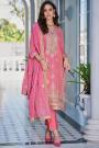 Pink Organza Silk Embroidered Kurta Set