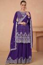 Purple Chinon Silk Embroidered Sharara Kurta Set