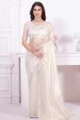 Ivory Tissue Net Shimmering Embroidered Saree