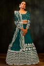 Teal Net Embroidered Lehenga Set