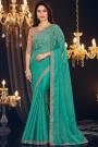 Sea Green Georgette Embroidered Bordered Saree