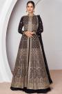 Black Georgette Embroidered Anarkali With Skirt