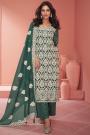 Dark Green Organza Silk Embroidered Kurta Set 