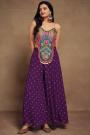 Purple & Multicolor Indo-Western Hand Embroidered Silk & Georgette 2 Piece Attire