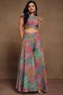 Multicolor Soft Muslin Printed 2 Piece Co-ord Set with Handmade Tassels