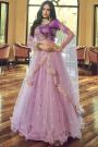 Lilac Net Embroidered Lehenga Set