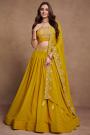 Mustard Georgette Embroidered Lehenga Set