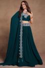 Teal Georgette Embroidered Lehenga Set