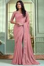 Blush Pink Georgette Embroidered Bordered Saree