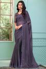 Deep Purple Georgette Embroidered Bordered Saree