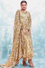 Beige Printed Georgette Anarkali Suit