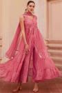 Rosewood Pink Georgette Embroidered Anarkali Dress