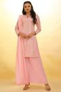 Peach Pink Georgette Embroidered Suit Set