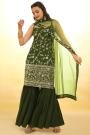 Forest Green Georgette Embroidered Sharara Suit Set
