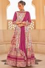 Magenta, Ivory, Multicolor Silk Printed & Foil Work Anarkali Dress With Dupatta