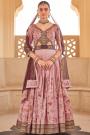 Blush Pink Silk Printed & Foil Work Anarkali Dress With Dupatta