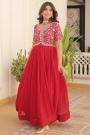 Red Georgette Embroidered Anarkali Dress