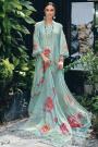 Sky Blue Lawn Cotton Printed & Laced Kurta Set With Chiffon Dupatta