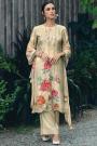 Beige Lawn Cotton Printed & Laced Kurta Set With Chiffon Dupatta