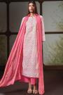 Coral Cotton Printed Kurta Set With Chiffon Dupatta