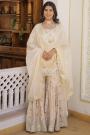 Ivory Silk Jacquard Embroidered Sharara Suit Set