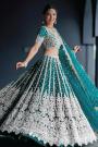 Teal Net Embroidered Lehenga Set