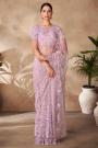 Lilac Net Embroidered Saree