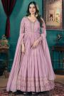 Lilac Georgette Embroidered Anarkali Dress With Dupatta