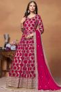 Red Jacquard Silk Embroidered Anarkali Suit