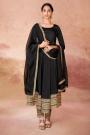 Black Crepe Embroidered Anarkali Suit