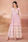 Light Pink Net Embroidered Anarkali Dress With Net Dupatta