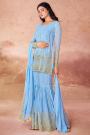 Sky Blue Georgette Embroidered Sharara Kurta Set