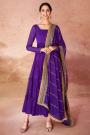 Violet Georgette Embroidered Anarkali Suit With Dupatta