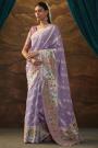 Lilac Silk Paithani Zari Weaved Saree