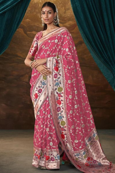 Blush Pink Silk Paithani Zari Weaved Saree