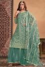 Mint Green Embroidered Net Sharara Kurta Set