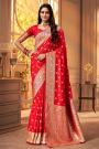 Red Zari Weaved Banarasi Silk Saree